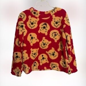 DISNEY Winnie the Pooh print plush sleepwear top blouse size small
